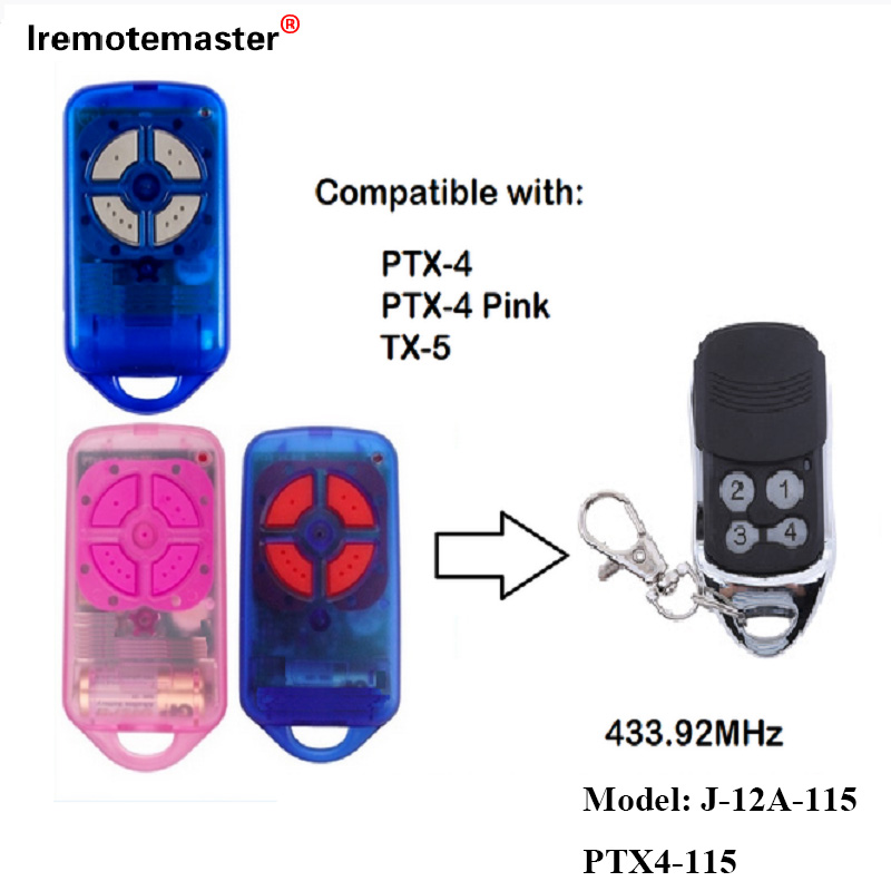 PTX4 433.92 MHz గేట్ గ్యారేజ్ డోర్ రిమోట్ కంట్రోల్ రోలింగ్ కోడ్ కోసం