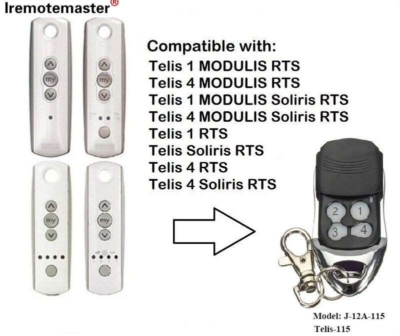 Telis 1 RTS కోసం Telis Soliris RTS 4 RTS గ్యారేజ్ డోర్ రిమోట్ కంట్రోల్ 433.42MHz